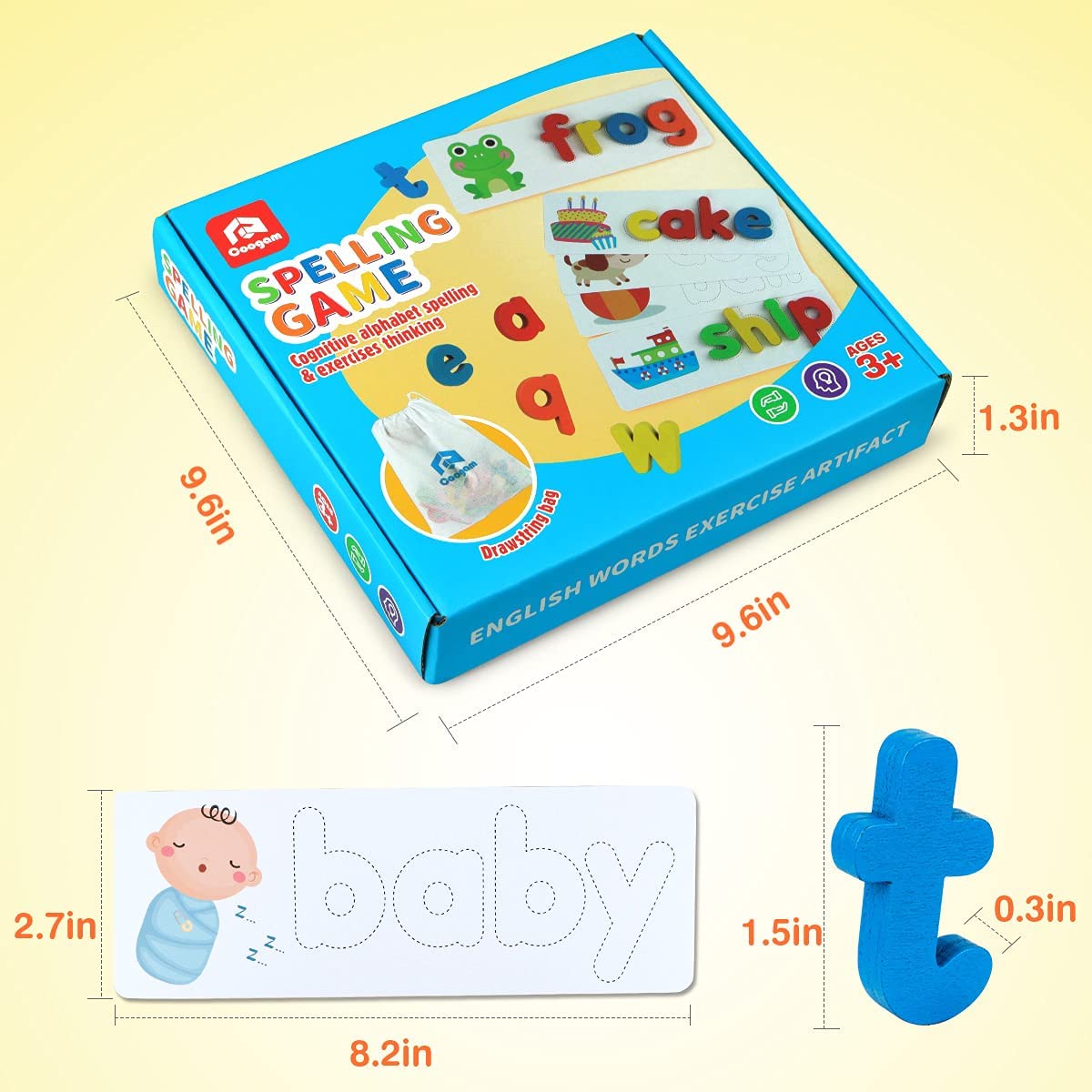 Coogam Read Spelling Learning Toy, Wooden Alphabet Flash Cards Matching Sight Words ABC Letters Recognition Game Preschool Educational Tool Set for 3 4 5 Years Old Girls and Boys Kids - Image 7